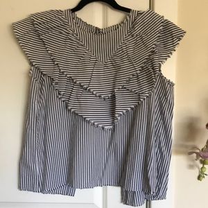 - Zara woman white and blue stripes blouse